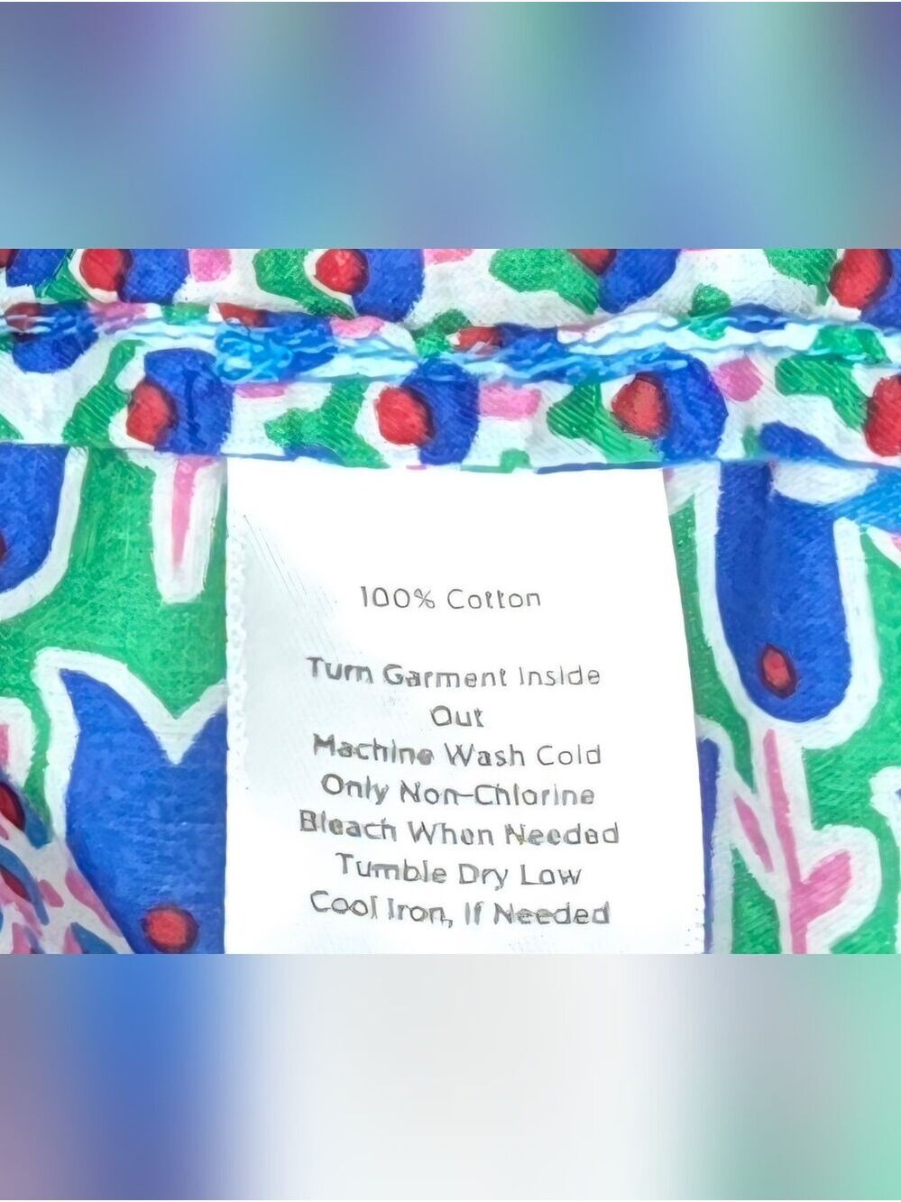 Talbots Petites Patchwork Print Button Front Blouse Blue Pink Green MP - Picture 15 of 16